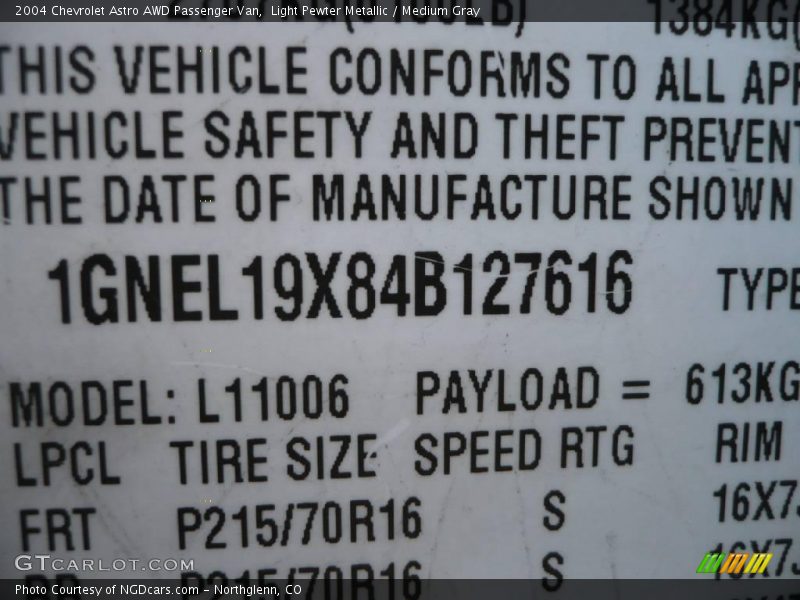 Light Pewter Metallic / Medium Gray 2004 Chevrolet Astro AWD Passenger Van