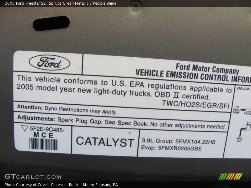 Spruce Green Metallic / Pebble Beige 2005 Ford Freestar SE