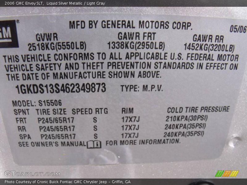 Liquid Silver Metallic / Light Gray 2006 GMC Envoy SLT