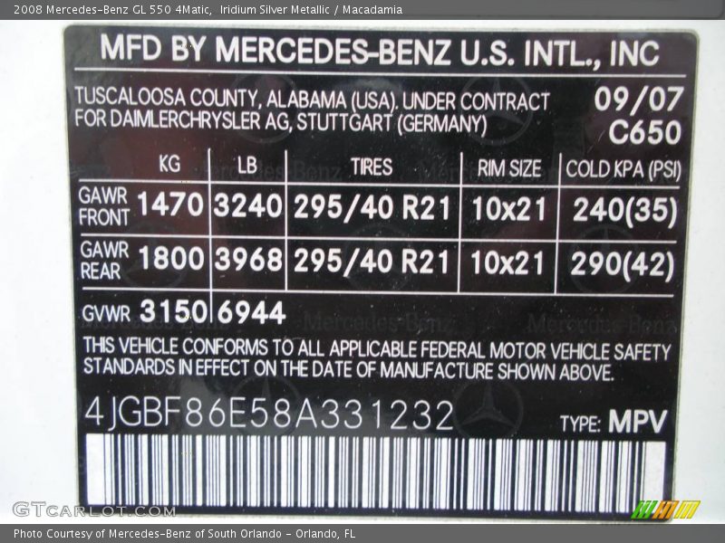 Iridium Silver Metallic / Macadamia 2008 Mercedes-Benz GL 550 4Matic