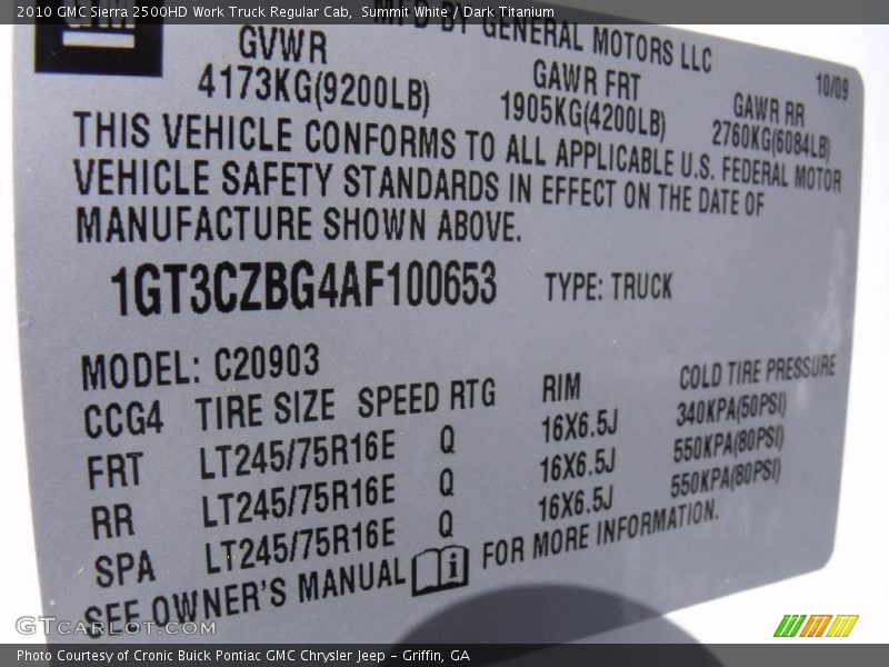 Summit White / Dark Titanium 2010 GMC Sierra 2500HD Work Truck Regular Cab