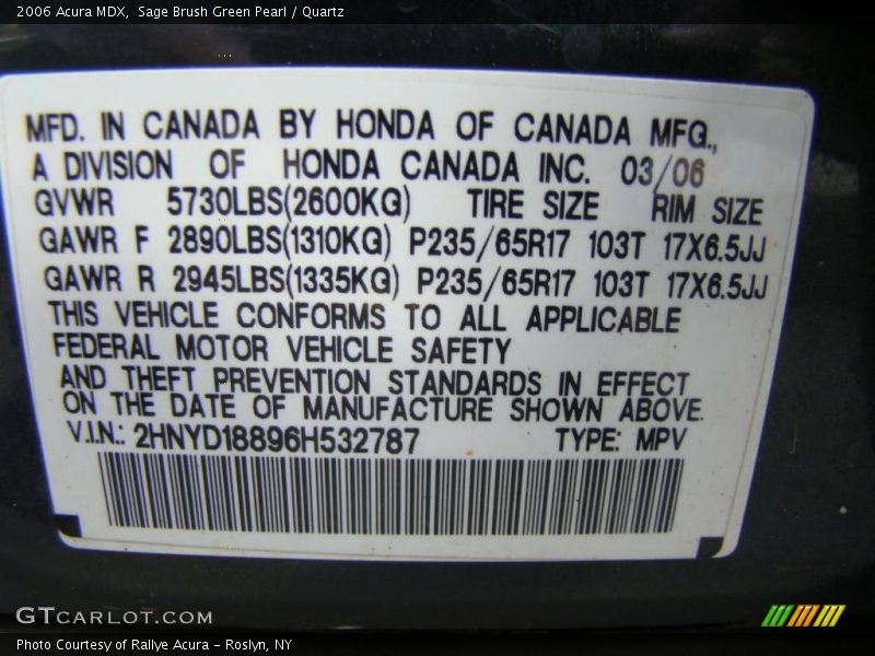 Sage Brush Green Pearl / Quartz 2006 Acura MDX