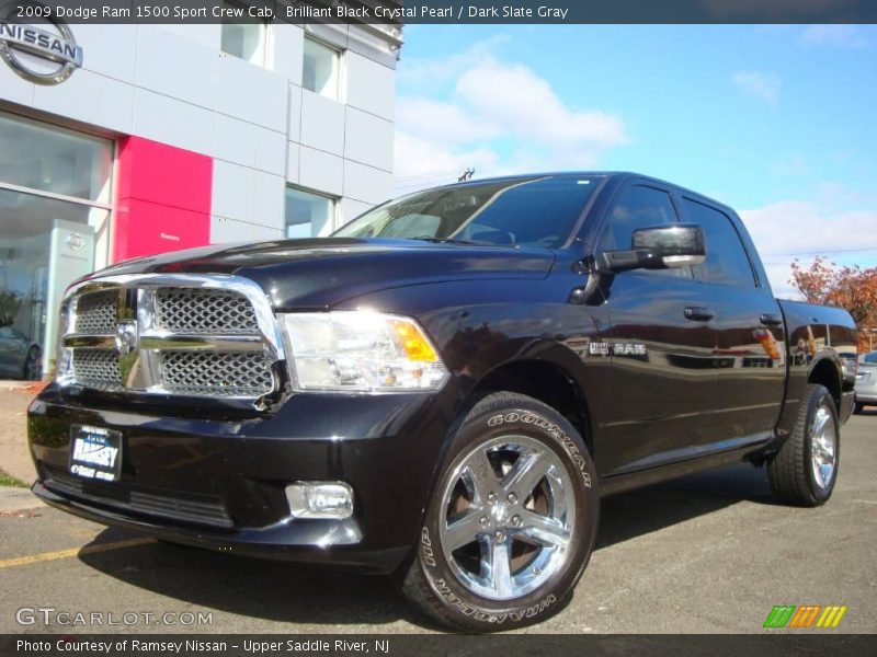 Brilliant Black Crystal Pearl / Dark Slate Gray 2009 Dodge Ram 1500 Sport Crew Cab
