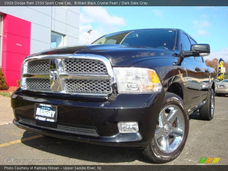 Brilliant Black Crystal Pearl / Dark Slate Gray 2009 Dodge Ram 1500 Sport Crew Cab