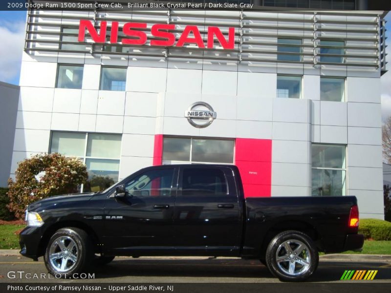 Brilliant Black Crystal Pearl / Dark Slate Gray 2009 Dodge Ram 1500 Sport Crew Cab