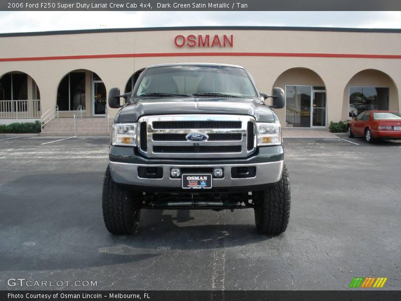 Dark Green Satin Metallic / Tan 2006 Ford F250 Super Duty Lariat Crew Cab 4x4