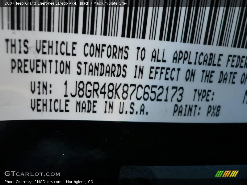 Black / Medium Slate Gray 2007 Jeep Grand Cherokee Laredo 4x4