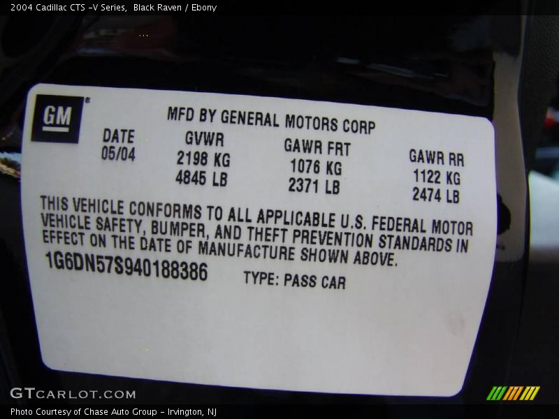 Black Raven / Ebony 2004 Cadillac CTS -V Series