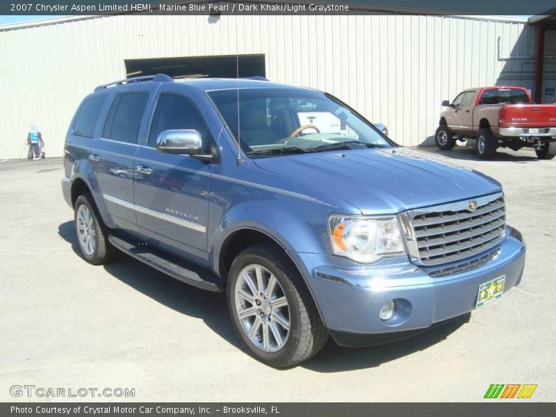 Marine Blue Pearl / Dark Khaki/Light Graystone 2007 Chrysler Aspen Limited HEMI