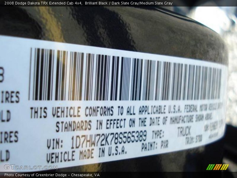 Brilliant Black / Dark Slate Gray/Medium Slate Gray 2008 Dodge Dakota TRX Extended Cab 4x4