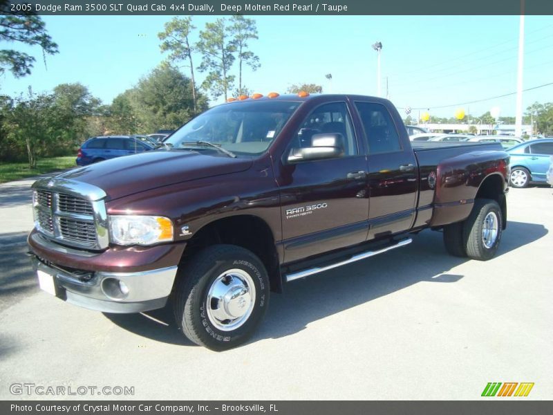 Deep Molten Red Pearl / Taupe 2005 Dodge Ram 3500 SLT Quad Cab 4x4 Dually
