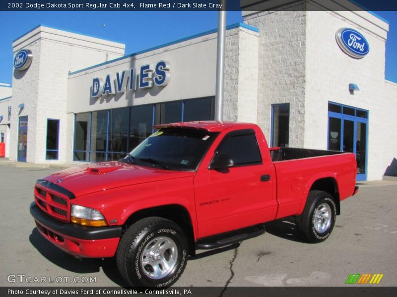 Flame Red / Dark Slate Gray 2002 Dodge Dakota Sport Regular Cab 4x4