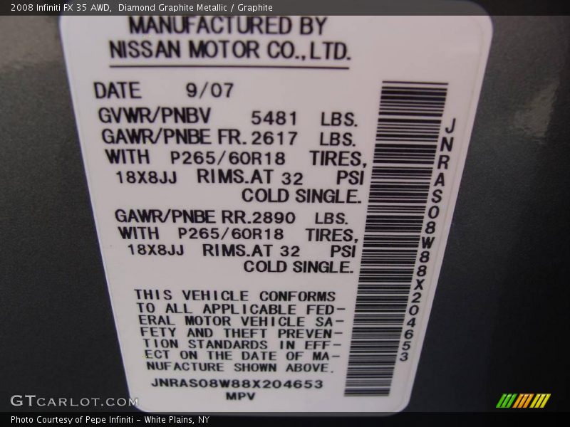 Diamond Graphite Metallic / Graphite 2008 Infiniti FX 35 AWD