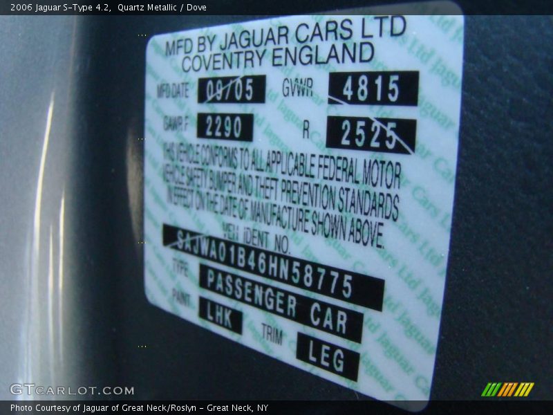 Quartz Metallic / Dove 2006 Jaguar S-Type 4.2