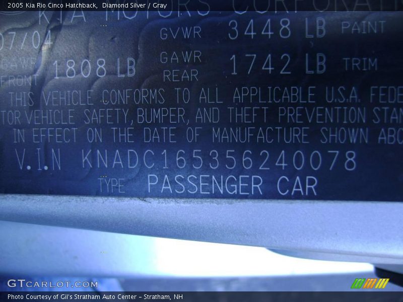 Diamond Silver / Gray 2005 Kia Rio Cinco Hatchback