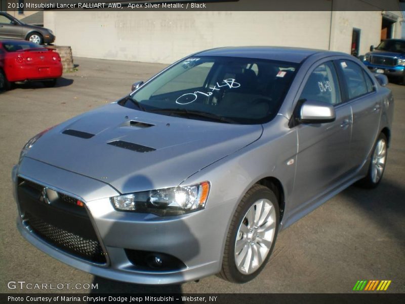 Apex Silver Metallic / Black 2010 Mitsubishi Lancer RALLIART AWD