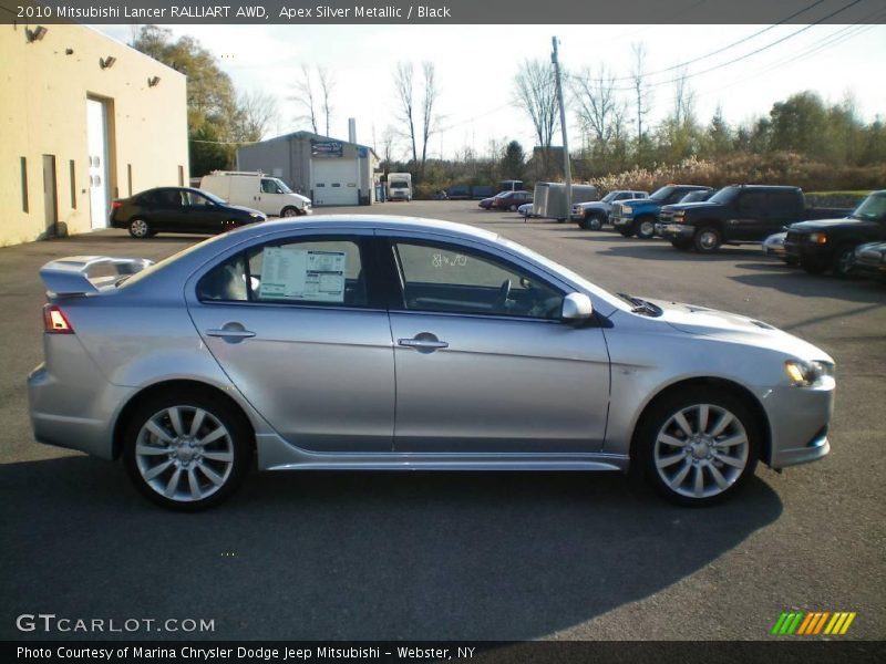 Apex Silver Metallic / Black 2010 Mitsubishi Lancer RALLIART AWD