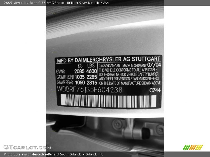 Brilliant Silver Metallic / Ash 2005 Mercedes-Benz C 55 AMG Sedan