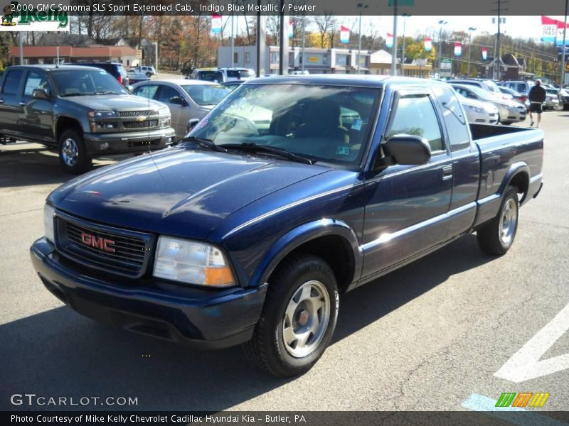 Indigo Blue Metallic / Pewter 2000 GMC Sonoma SLS Sport Extended Cab