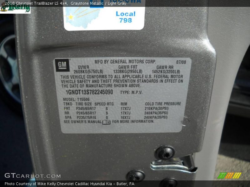 Graystone Metallic / Light Gray 2008 Chevrolet TrailBlazer LS 4x4