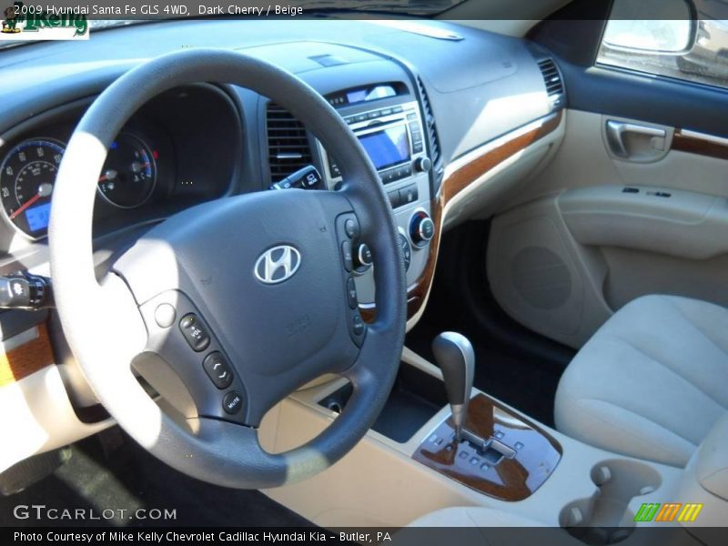 Dark Cherry / Beige 2009 Hyundai Santa Fe GLS 4WD