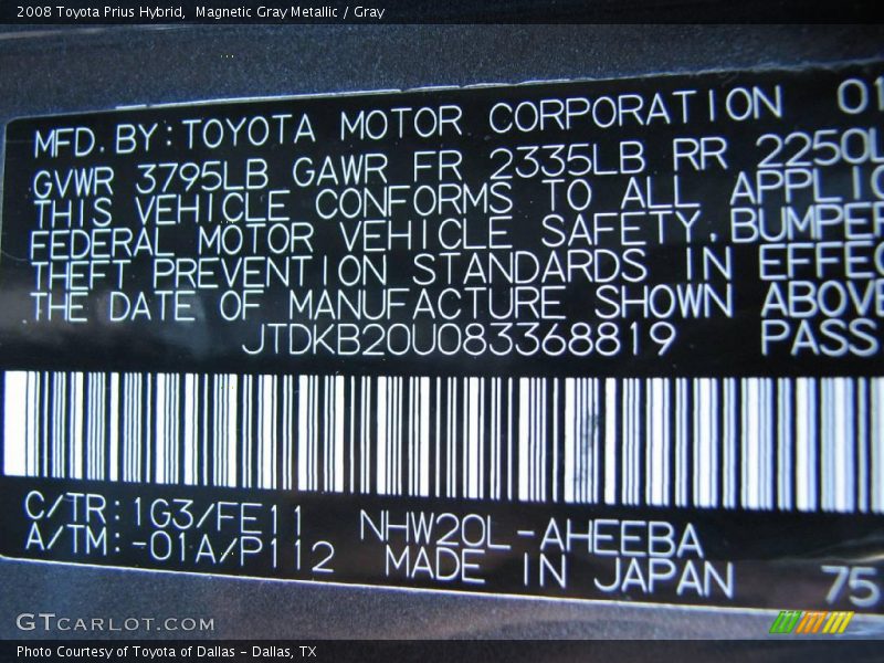 Magnetic Gray Metallic / Gray 2008 Toyota Prius Hybrid