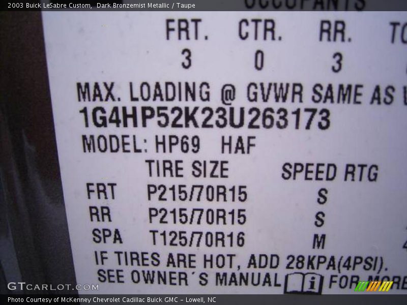 Dark Bronzemist Metallic / Taupe 2003 Buick LeSabre Custom