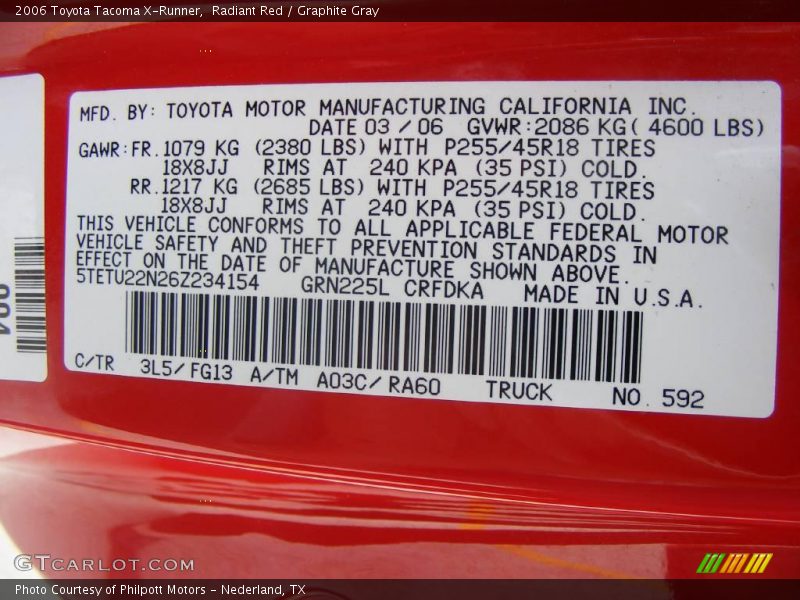 Radiant Red / Graphite Gray 2006 Toyota Tacoma X-Runner