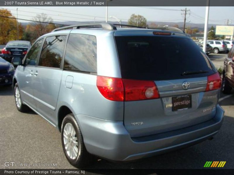 Blue Mirage Metallic / Taupe 2007 Toyota Sienna LE AWD