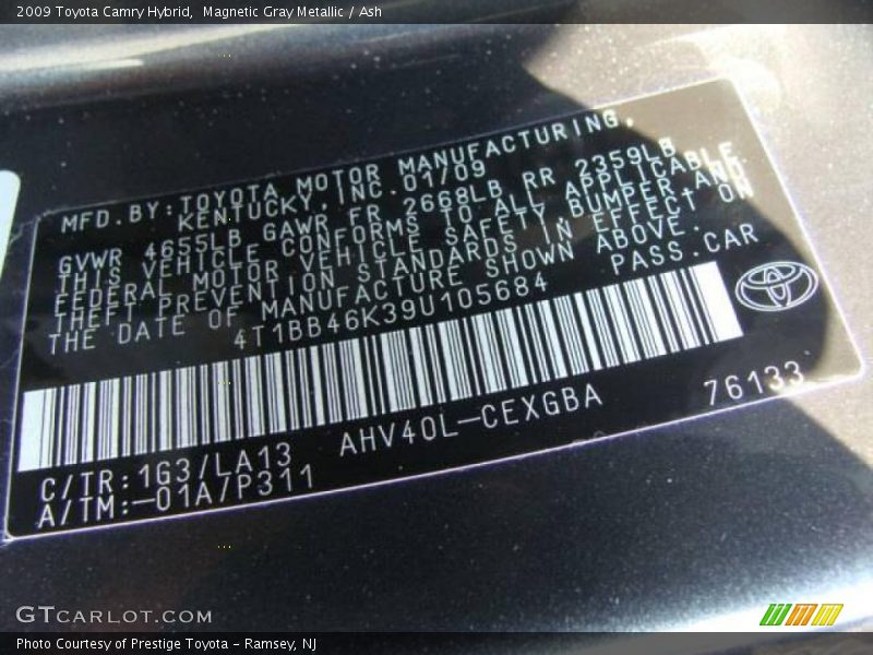 Magnetic Gray Metallic / Ash 2009 Toyota Camry Hybrid