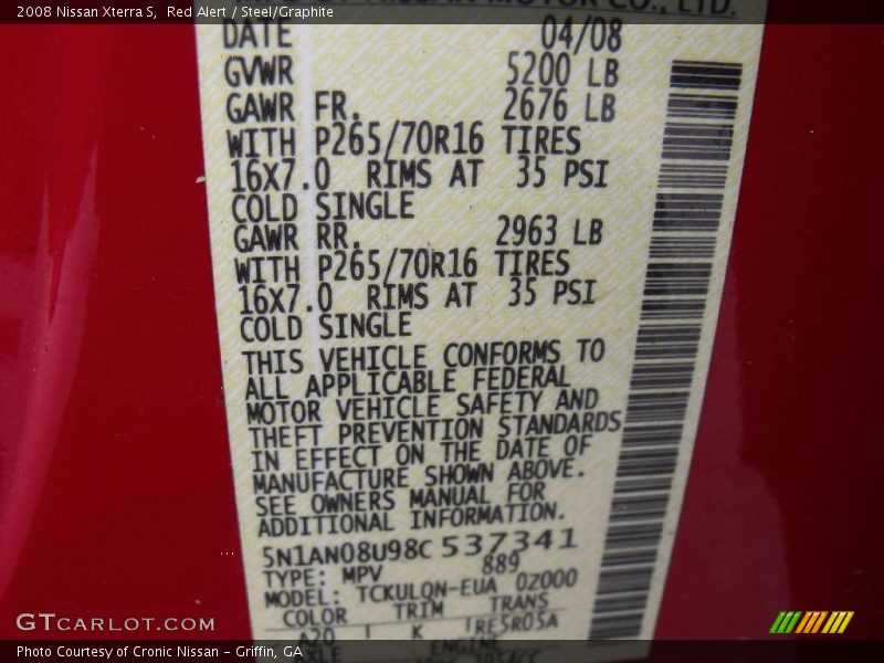 Red Alert / Steel/Graphite 2008 Nissan Xterra S