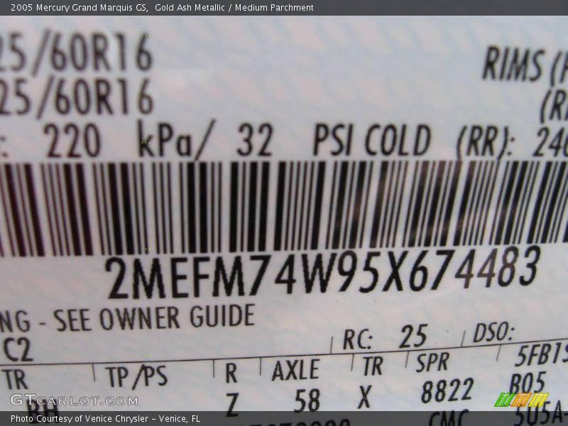 Gold Ash Metallic / Medium Parchment 2005 Mercury Grand Marquis GS