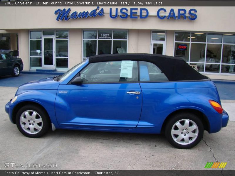 Electric Blue Pearl / Taupe/Pearl Beige 2005 Chrysler PT Cruiser Touring Turbo Convertible