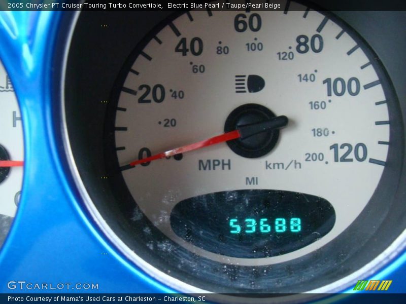Electric Blue Pearl / Taupe/Pearl Beige 2005 Chrysler PT Cruiser Touring Turbo Convertible