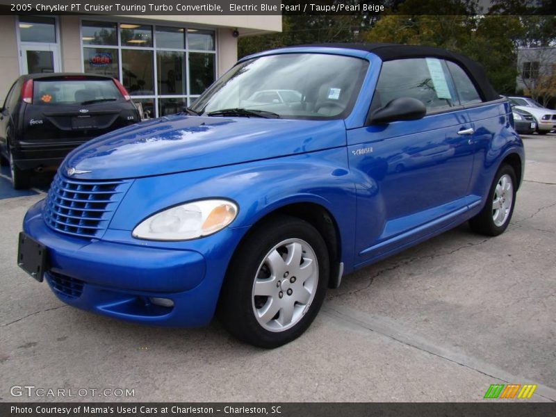 Electric Blue Pearl / Taupe/Pearl Beige 2005 Chrysler PT Cruiser Touring Turbo Convertible