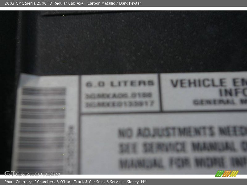 Carbon Metallic / Dark Pewter 2003 GMC Sierra 2500HD Regular Cab 4x4