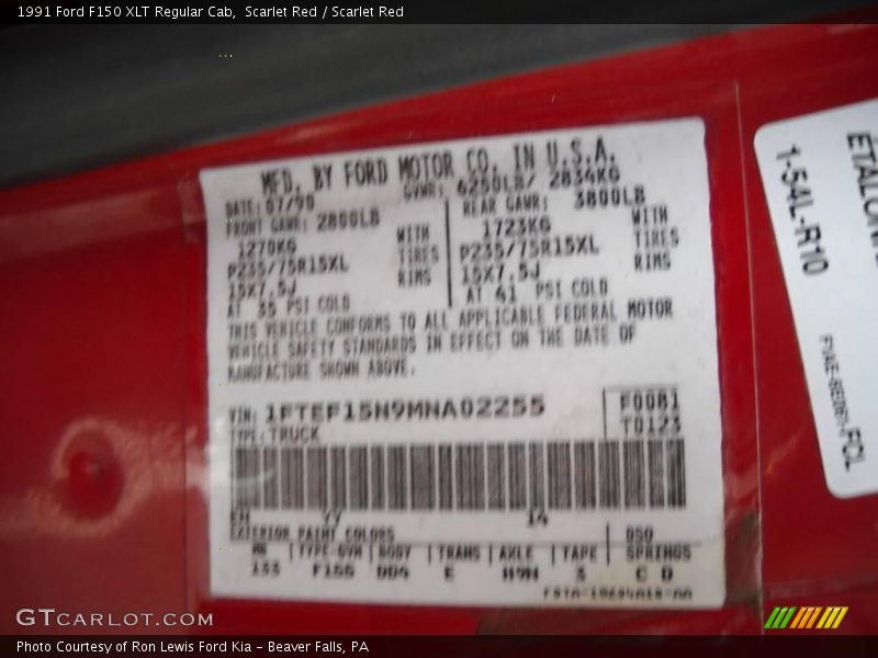 Scarlet Red / Scarlet Red 1991 Ford F150 XLT Regular Cab