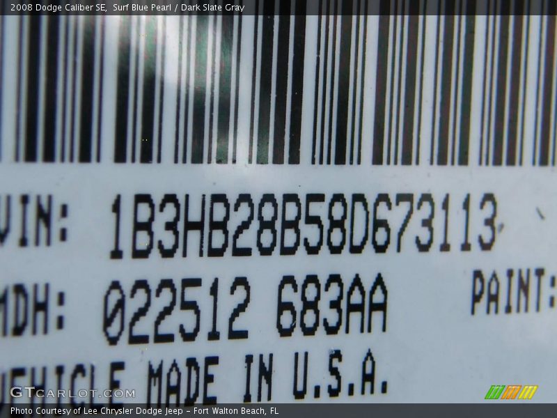 Surf Blue Pearl / Dark Slate Gray 2008 Dodge Caliber SE