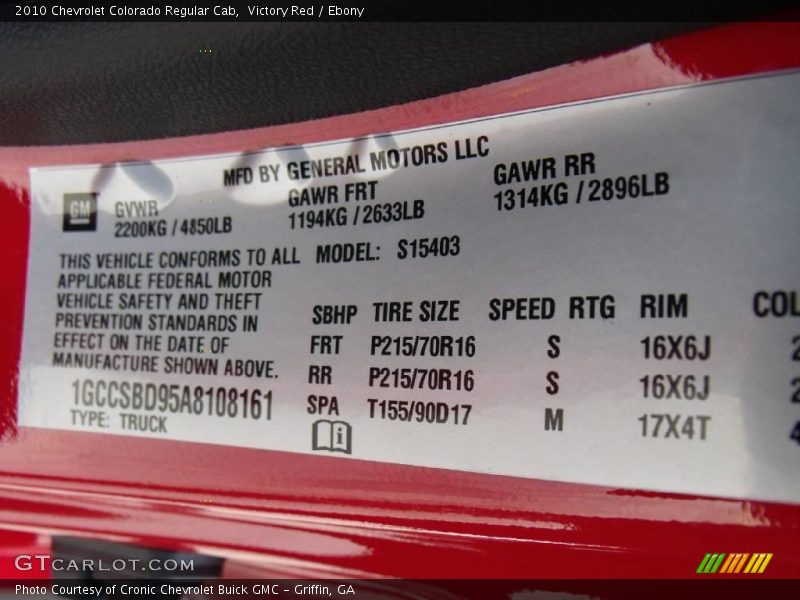 Victory Red / Ebony 2010 Chevrolet Colorado Regular Cab