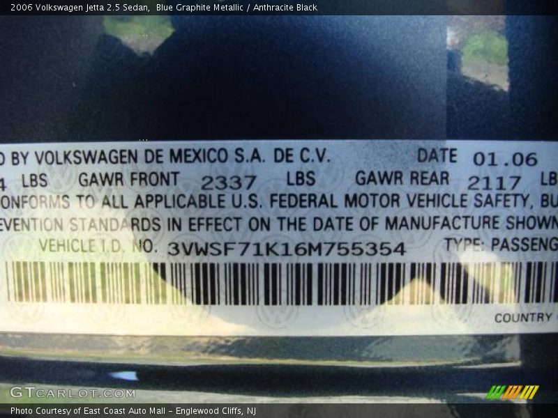 Blue Graphite Metallic / Anthracite Black 2006 Volkswagen Jetta 2.5 Sedan