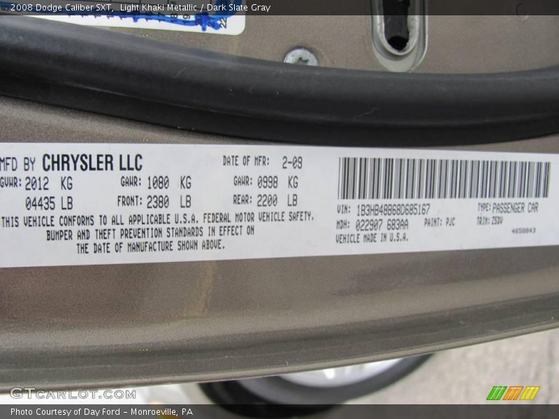 Light Khaki Metallic / Dark Slate Gray 2008 Dodge Caliber SXT