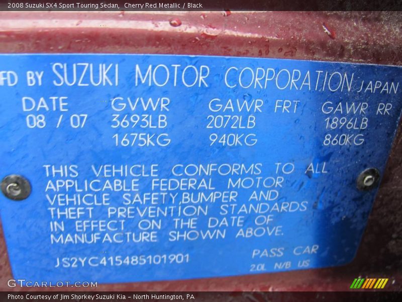 Cherry Red Metallic / Black 2008 Suzuki SX4 Sport Touring Sedan