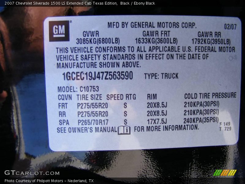 Black / Ebony Black 2007 Chevrolet Silverado 1500 LS Extended Cab Texas Edition