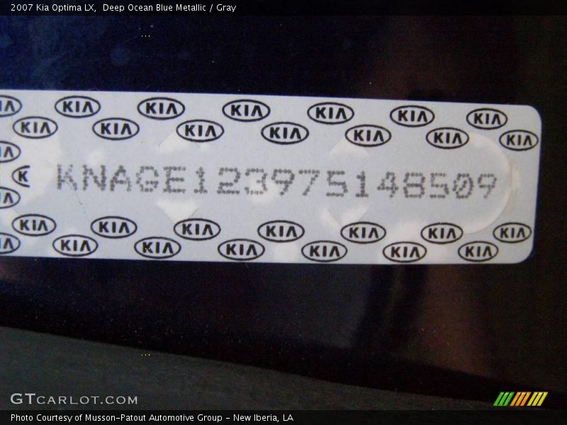 Deep Ocean Blue Metallic / Gray 2007 Kia Optima LX