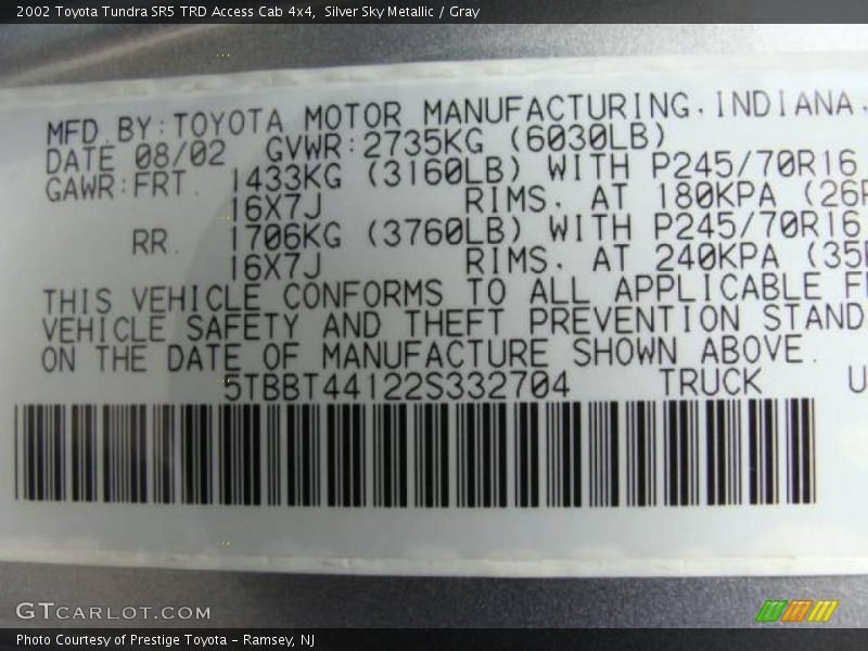 Silver Sky Metallic / Gray 2002 Toyota Tundra SR5 TRD Access Cab 4x4