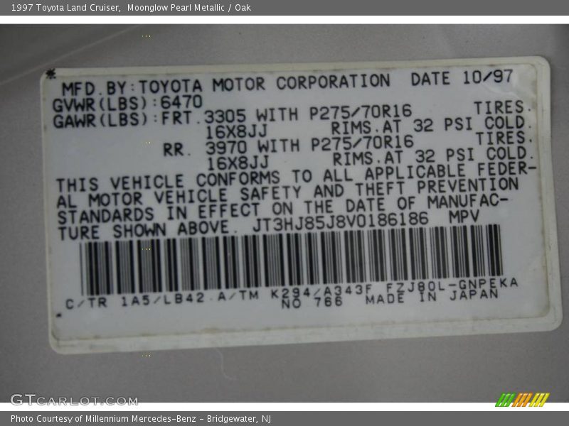 Moonglow Pearl Metallic / Oak 1997 Toyota Land Cruiser