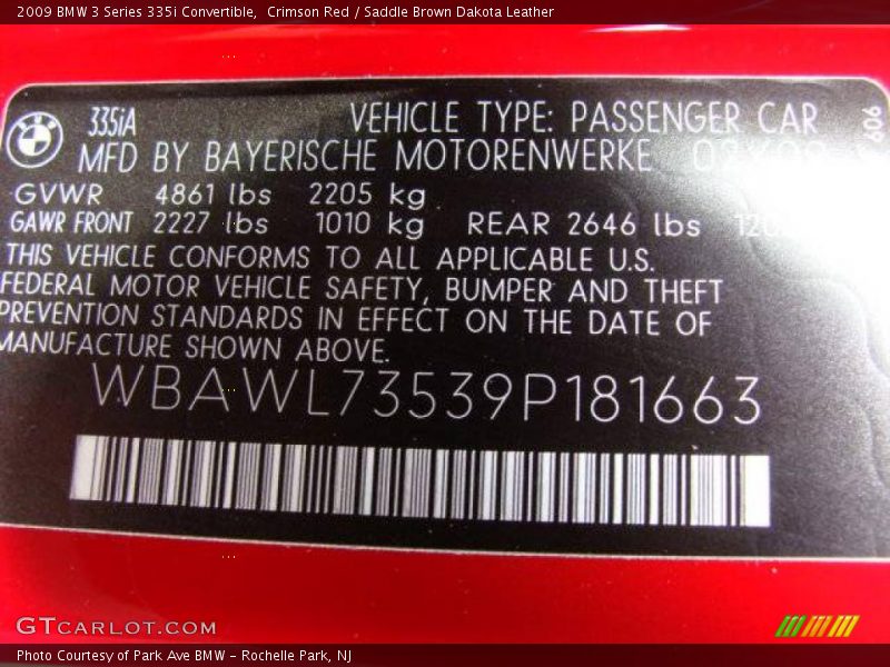 Crimson Red / Saddle Brown Dakota Leather 2009 BMW 3 Series 335i Convertible