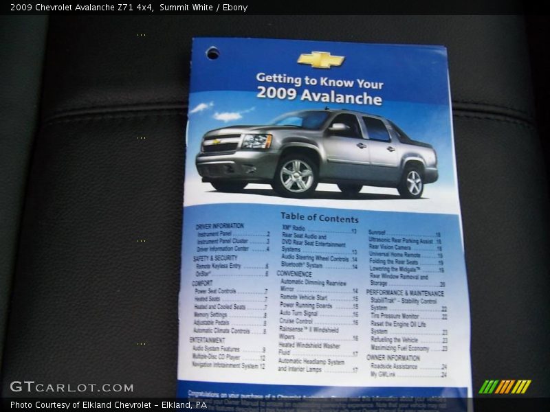 Summit White / Ebony 2009 Chevrolet Avalanche Z71 4x4