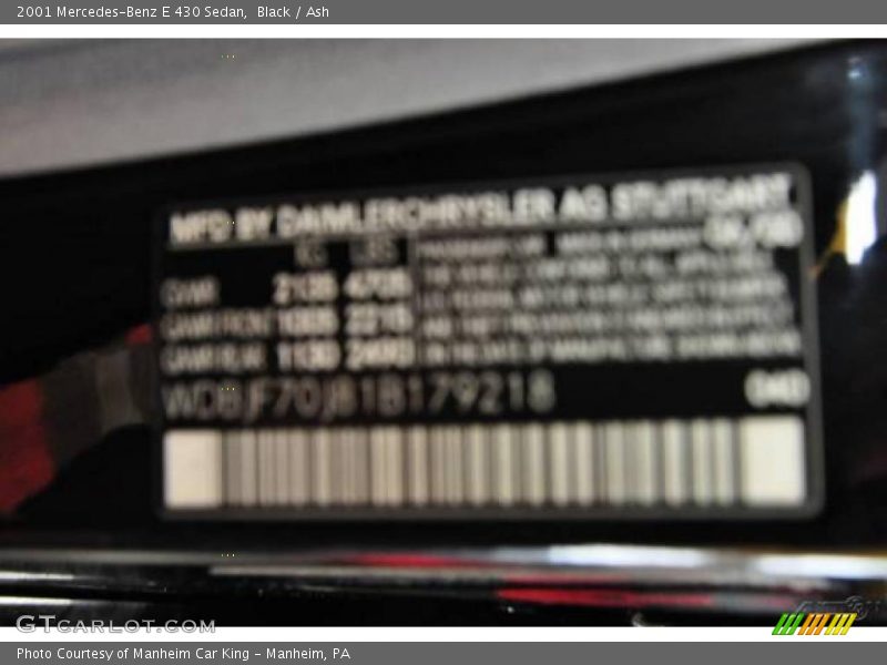 Black / Ash 2001 Mercedes-Benz E 430 Sedan