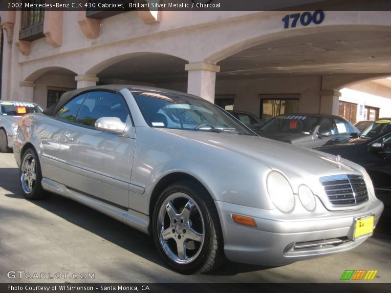 Brilliant Silver Metallic / Charcoal 2002 Mercedes-Benz CLK 430 Cabriolet